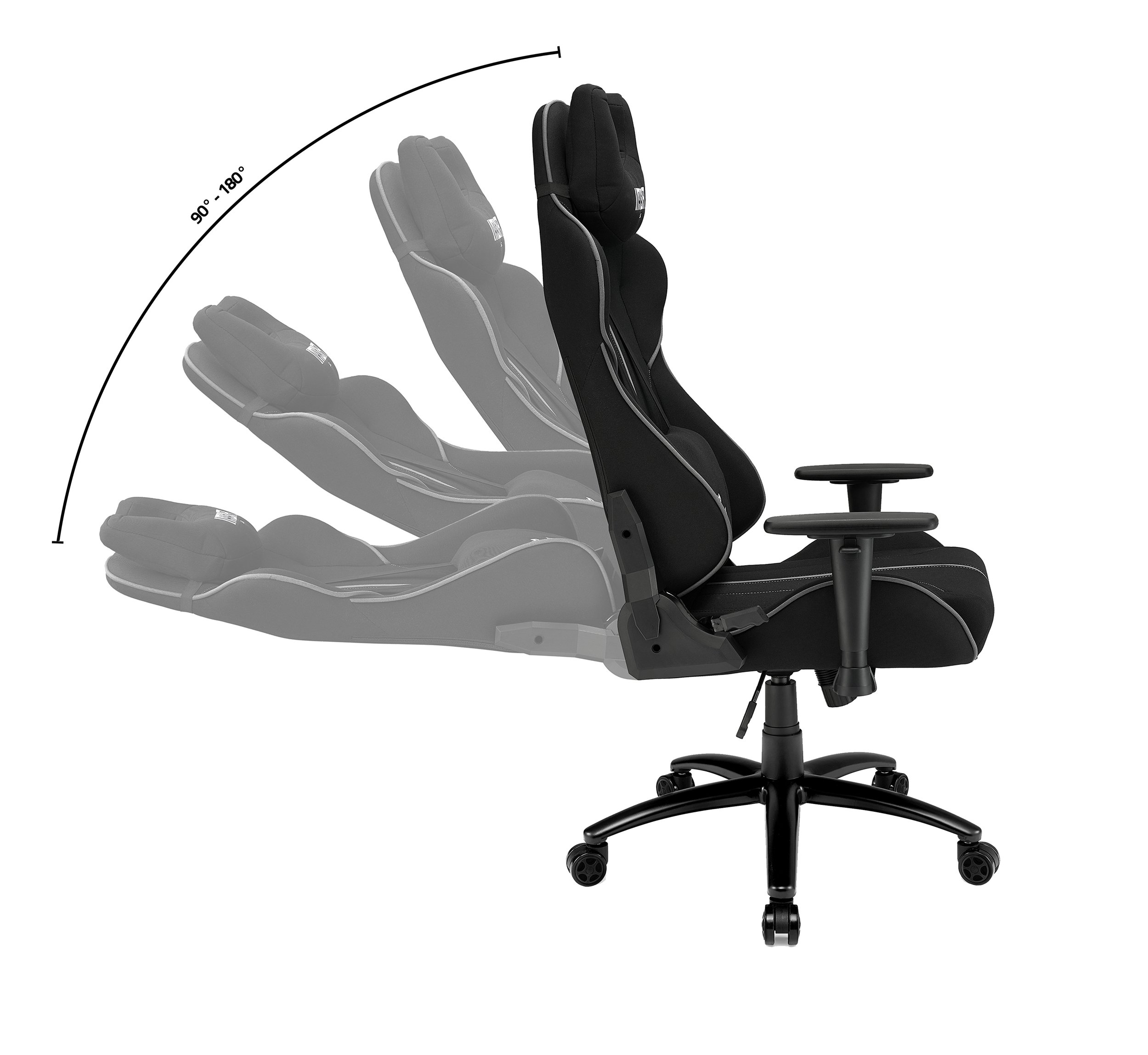 czarny materiałowy fotel gamingowy imba warlock rozłożony