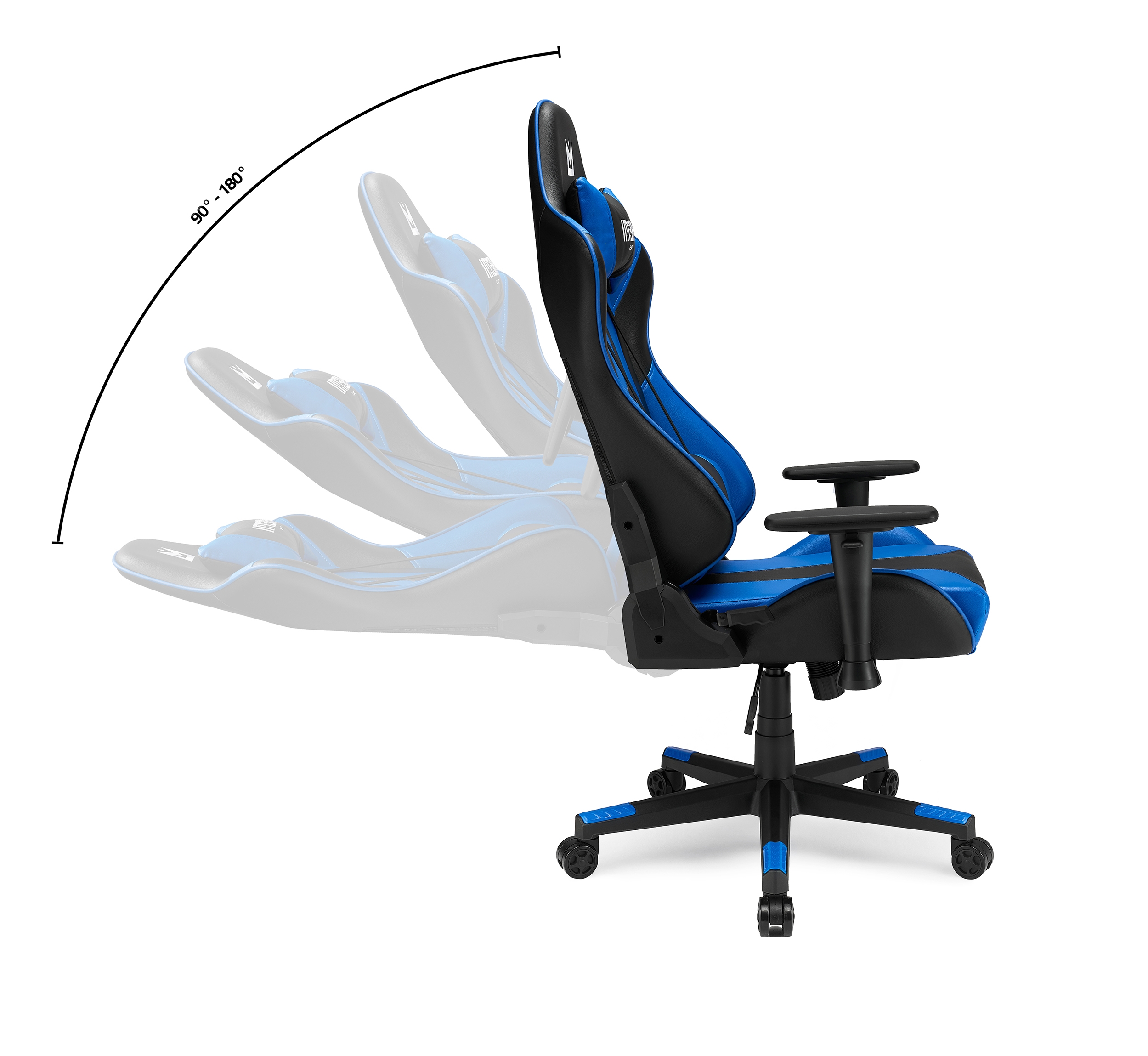 niebieski fotel gamingowy imba knight rozłożony