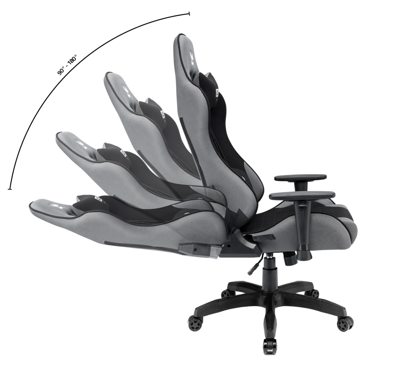szaro-czarny materiałowy fotel gamingowy imba druid rozłożony