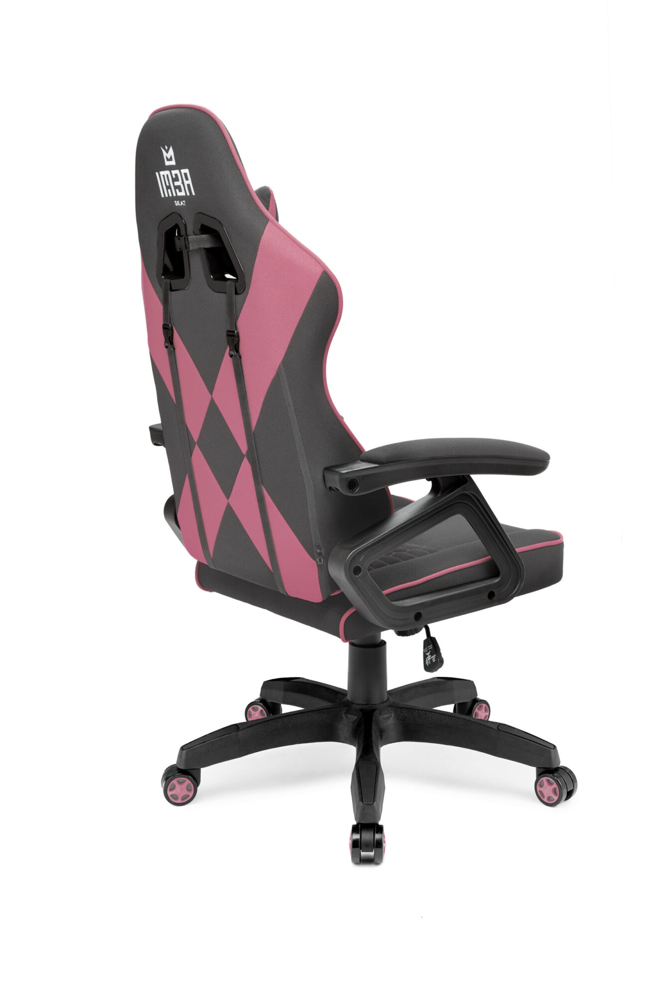 różowy fotel gamingowy imba guardian tyłem